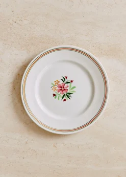 Sezane La Sélection Vintage|Assiettes à Dessert Anciennes, Crème Fleuries