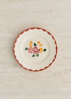 Sezane La Sélection Vintage|Assiettes à Dessert Anciennes, Crème Fleuries