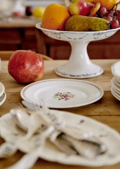 Sezane La Sélection Vintage|Assiettes à Dessert Anciennes, Crème Fleuries