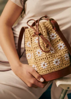 Sezane Nos Sacs Iconiques|Maroquinerie|Bourse Mini Farrow Raphia