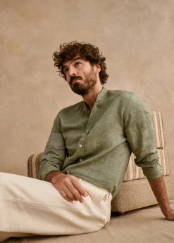 Sezane Chemises col mao|Chemises rayures|Chemise Benny Coton Lin