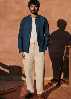 Sezane Chemises col mao|Chemises rayures|Chemise Benny Coton Lin