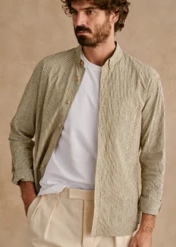 Sezane Chemises rayures|Chemises seersucker|Chemise Charlie Seersucker Coton Lin