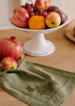 Sezane Les Tissus|La Vaisselle|Set De 4 Serviettes - Fleurs Brodées