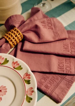 Sezane Les Tissus|La Vaisselle|Set De 4 Serviettes - Les Mots Brodés