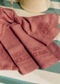 Sezane Les Tissus|La Vaisselle|Set De 4 Serviettes - Les Mots Brodés