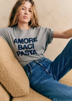 Sezane T-shirts|T-Shirt Amore Baci Pasta