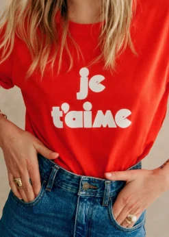 Sezane T-shirts|T-Shirt Je T'aime - Création Rose